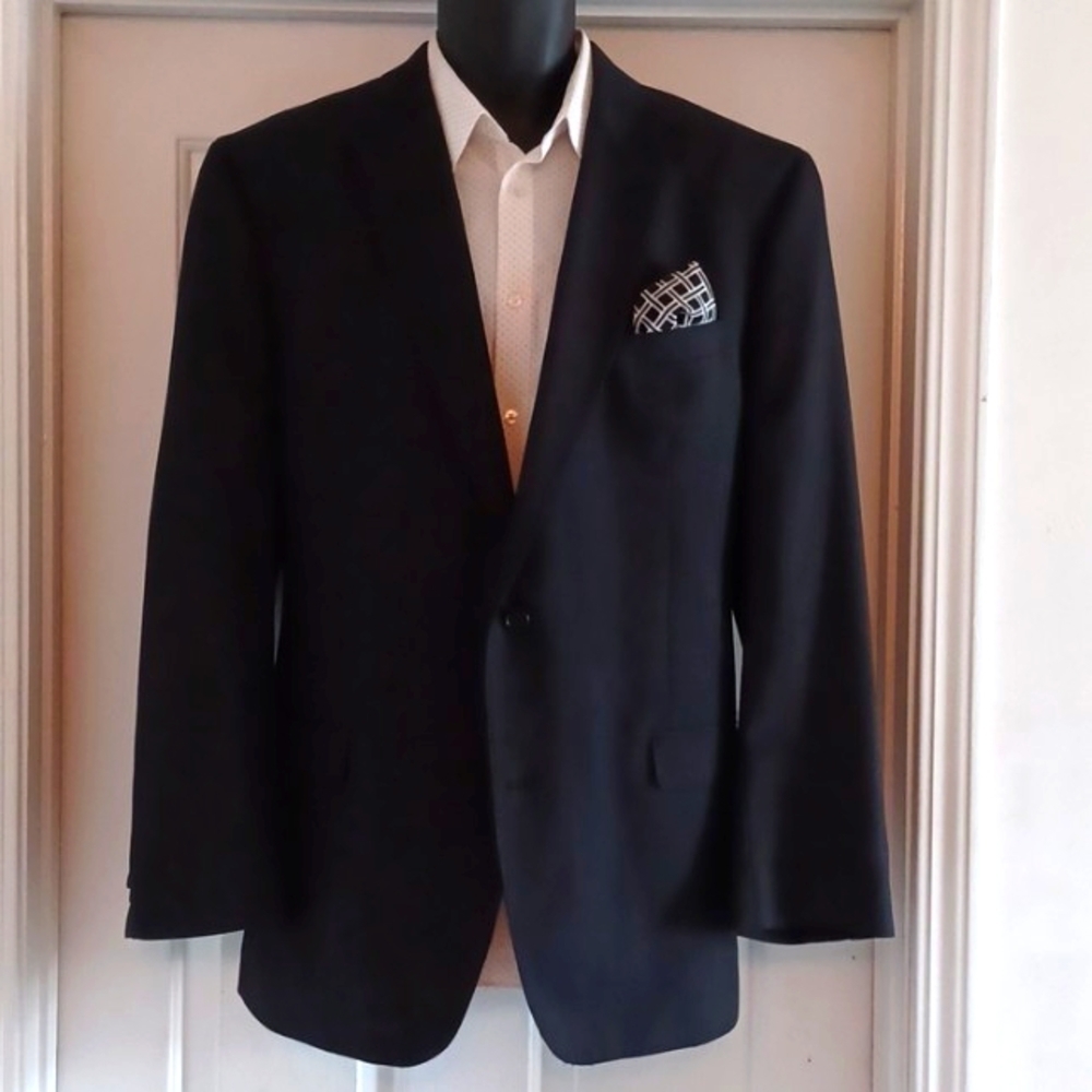 Black Peak Lapel, Slim-Fit Blazer / Sportcoat, 46L
